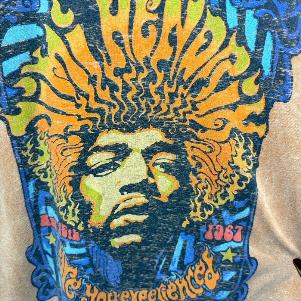 Vintage-Style Lucky Brand Hendrix Graphic Tee - Brown with Multicolor Print - Picture 2 of 4